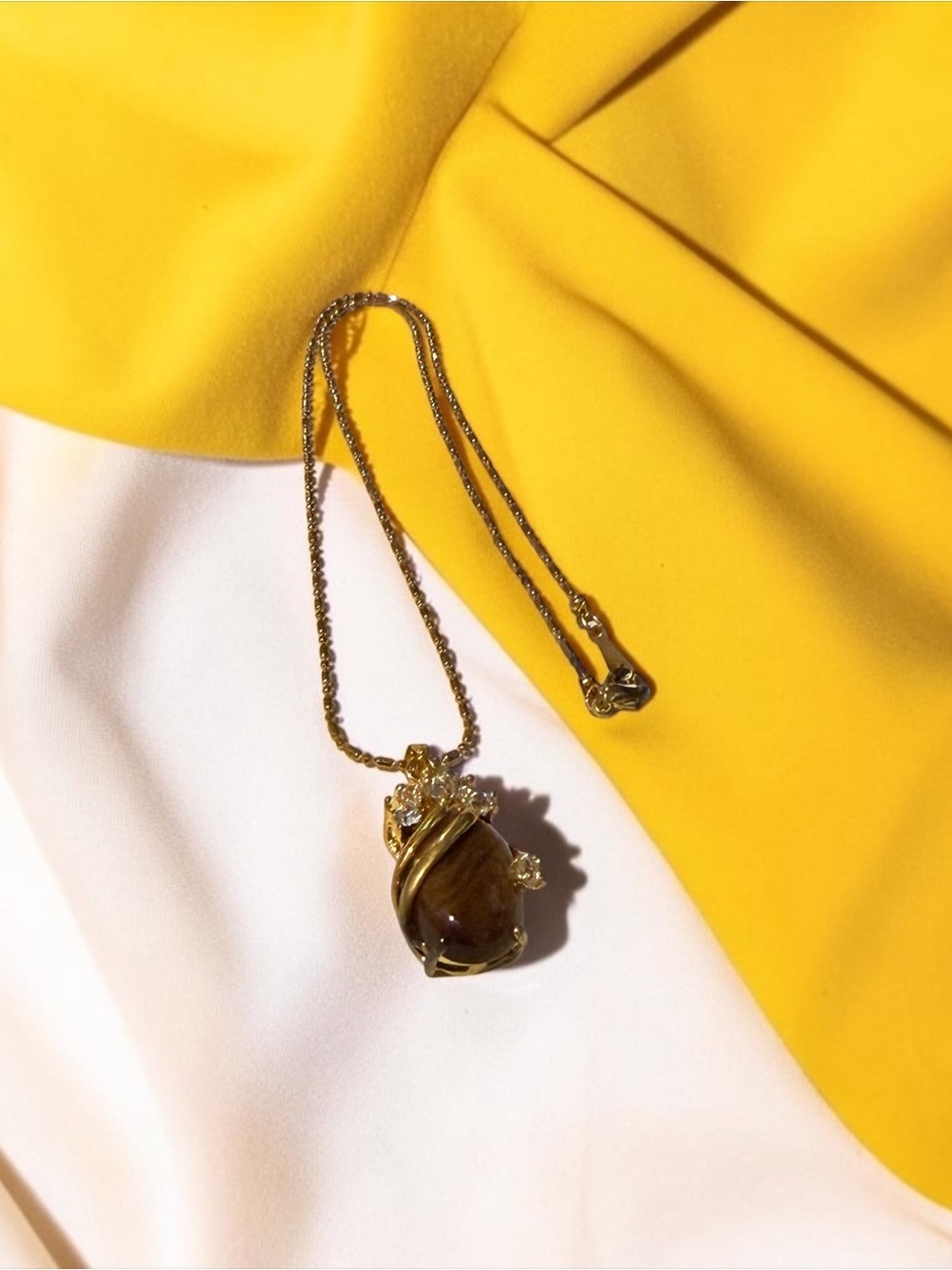 Gold Tiger's Eye Pendant Necklace - Women Jewelry
